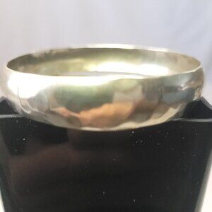 Hammered Brass Bangle Bracelet - Wide 11mm Artisan Statement Piece